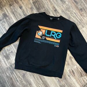 LRG Black Crewneck Sweatshirt with Orange and Teal Graphic